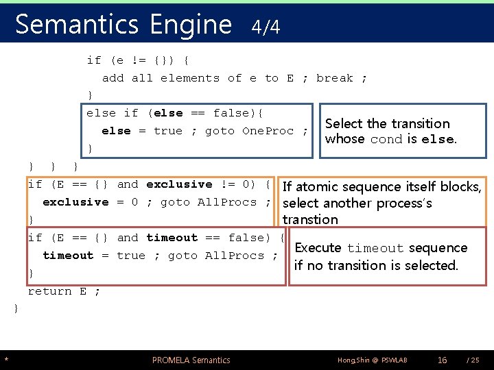 Semantics Engine 4/4 if (e != {}) { add all elements of e to