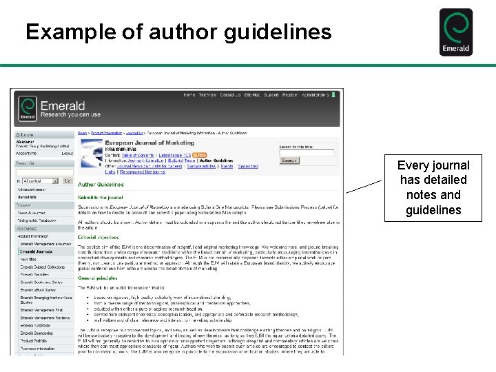 Example of author guidelines Every journal has detailed notes and guidelines 