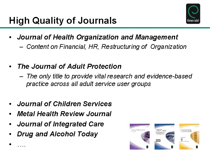 High Quality of Journals • Journal of Health Organization and Management – Content on