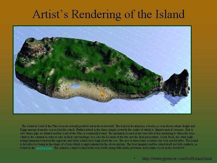 Artist’s Rendering of the Island . The island in Lord of the Flies is