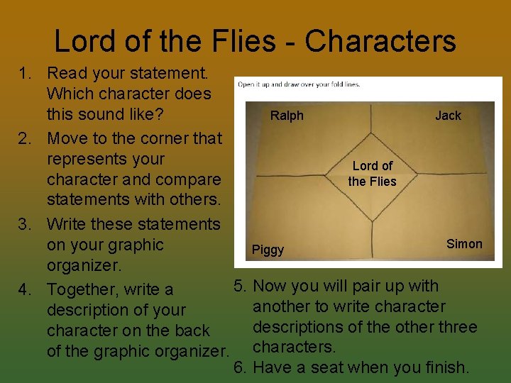Lord of the Flies - Characters 1. Read your statement. Which character does this