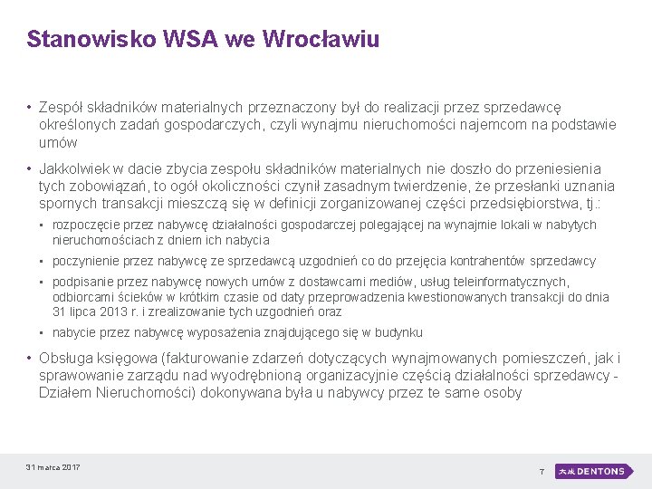 Stanowisko WSA we Wrocławiu • Zespół składników materialnych przeznaczony był do realizacji przez sprzedawcę