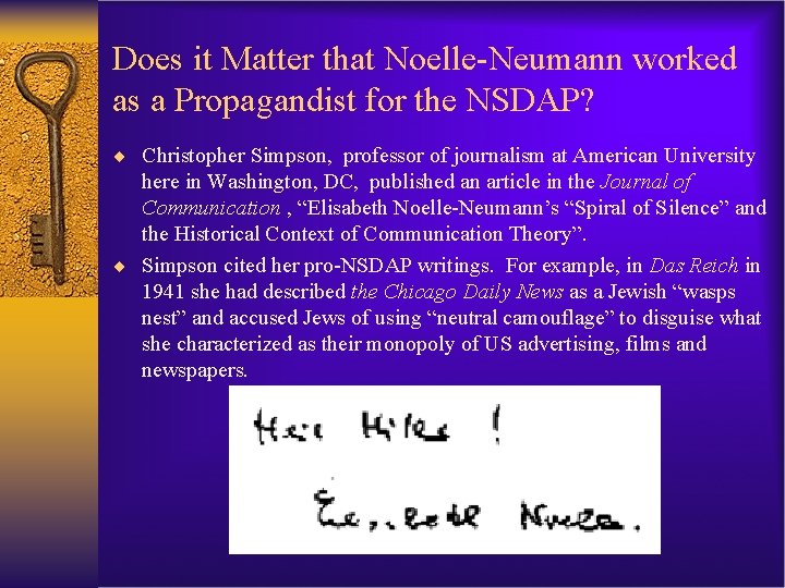 Does it Matter that Noelle-Neumann worked as a Propagandist for the NSDAP? ¨ Christopher