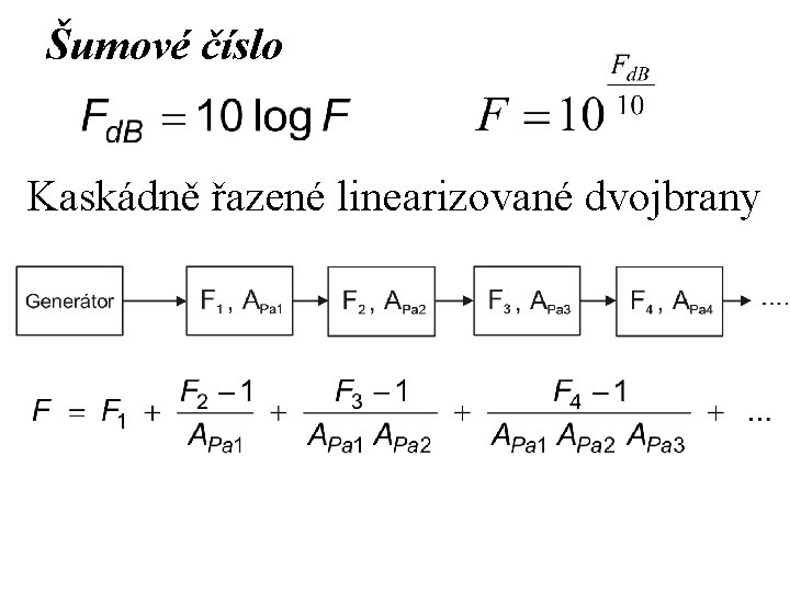 Šumové číslo Kaskádně řazené linearizované dvojbrany 