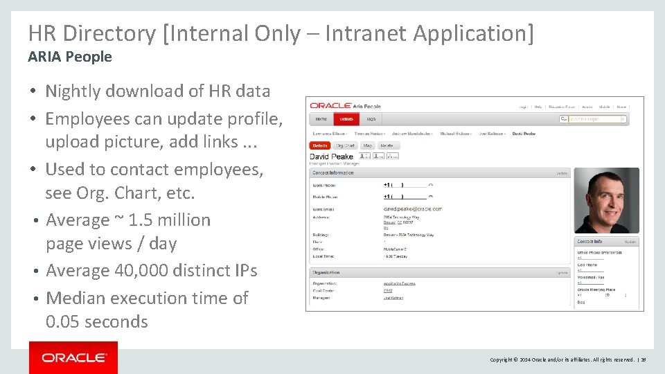 HR Directory [Internal Only – Intranet Application] ARIA People • Nightly download of HR