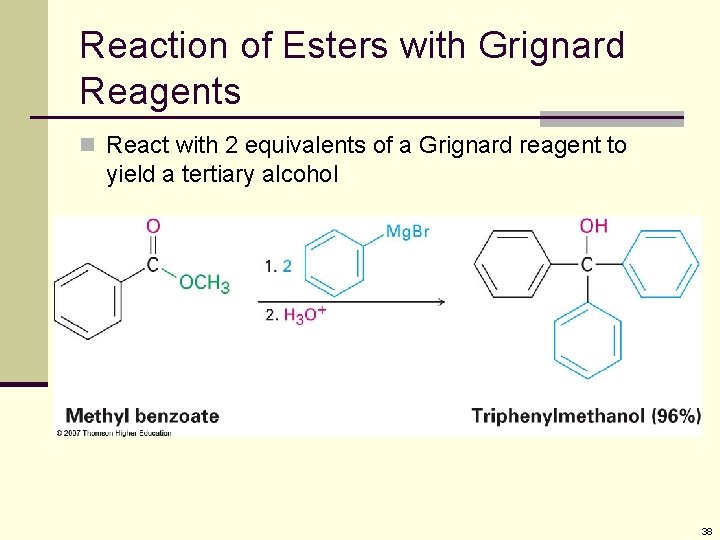 Reaction of Esters with Grignard Reagents n React with 2 equivalents of a Grignard