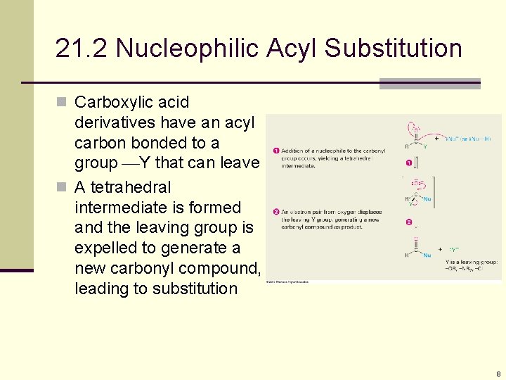 21. 2 Nucleophilic Acyl Substitution n Carboxylic acid derivatives have an acyl carbon bonded 21. 2 Nucleophilic Acyl Substitution n Carboxylic acid derivatives have an acyl carbon bonded