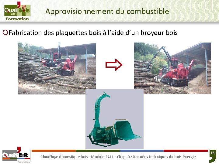 Approvisionnement du combustible ¡Fabrication des plaquettes bois à l’aide d’un broyeur bois Chauffage domestique