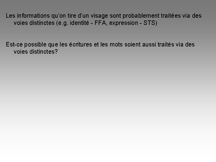 Les informations qu’on tire d’un visage sont probablement traitées via des voies distinctes (e.