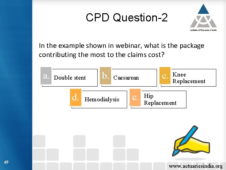 CPD Question-2 In the example shown in webinar, what is the package contributing the