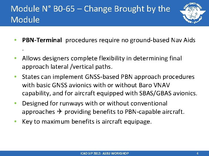 Module N° B 0 -65 – Change Brought by the Module • PBN-Terminal procedures