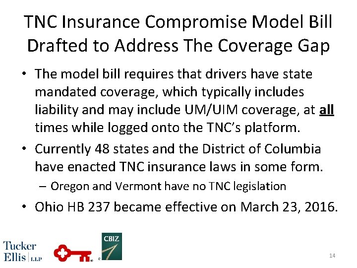 TNC Insurance Compromise Model Bill Drafted to Address The Coverage Gap • The model