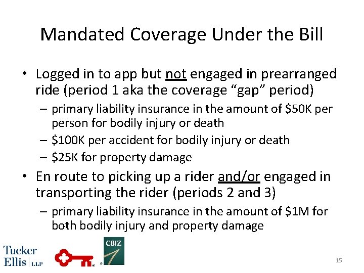 Mandated Coverage Under the Bill • Logged in to app but not engaged in