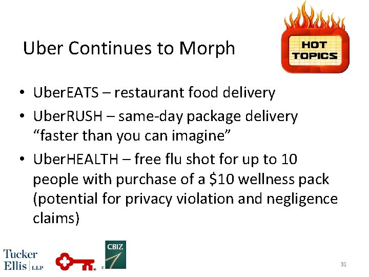 Uber Continues to Morph • Uber. EATS – restaurant food delivery • Uber. RUSH