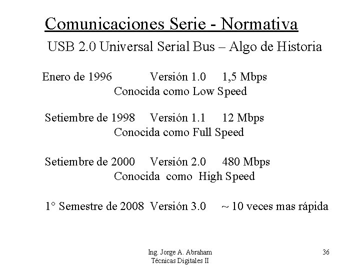 Comunicaciones Serie - Normativa USB 2. 0 Universal Serial Bus – Algo de Historia