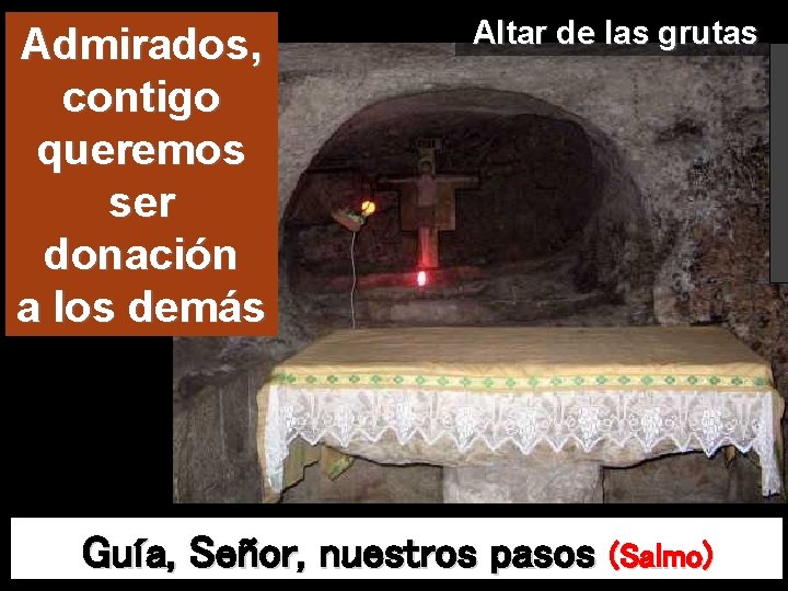 Admirados, contigo queremos ser donación a los demás Altar de las grutas Guía, Señor,