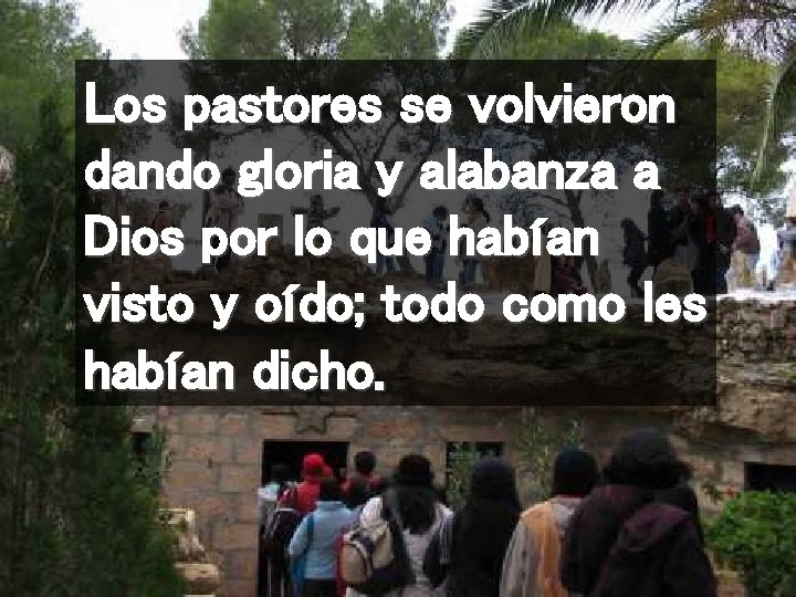 Los pastores se volvieron dando gloria y alabanza a Dios por lo que habían