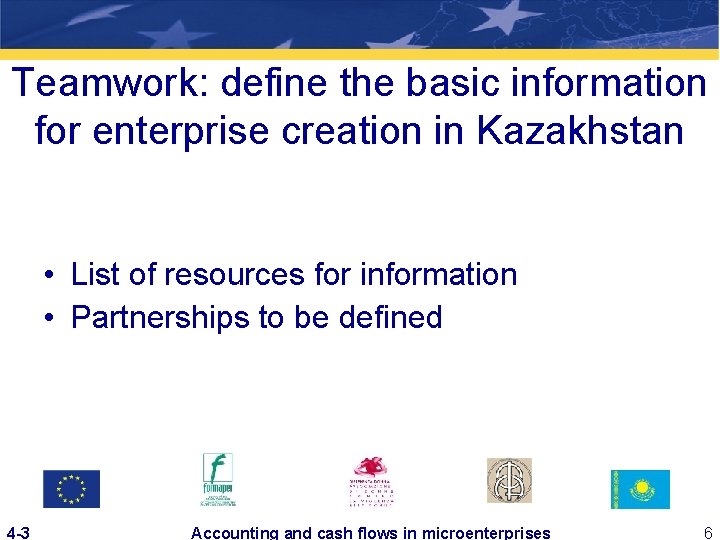 Teamwork: define the basic information for enterprise creation in Kazakhstan • List of resources