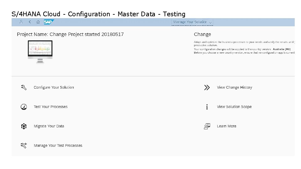 S/4 HANA Cloud - Configuration - Master Data - Testing 