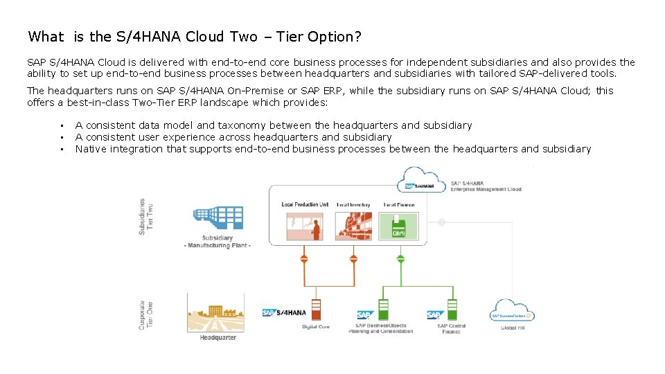 What is the S/4 HANA Cloud Two – Tier Option? SAP S/4 HANA Cloud