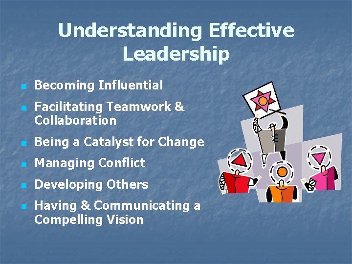 Understanding Effective Leadership n n Becoming Influential Facilitating Teamwork & Collaboration n Being a