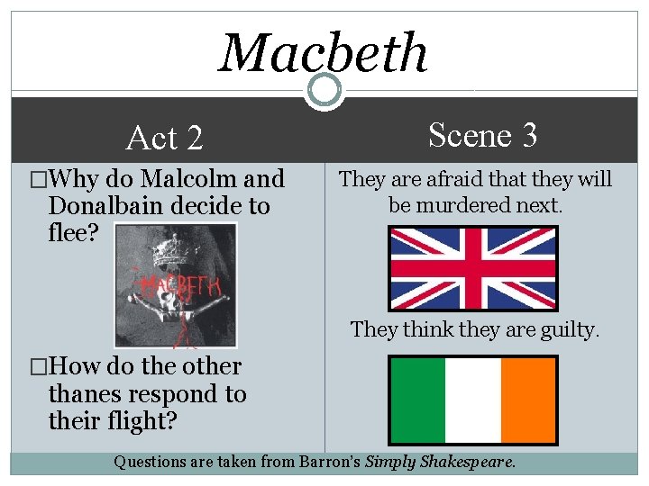 Macbeth Act 2 Scene 3 �Why do Malcolm and They are afraid that they