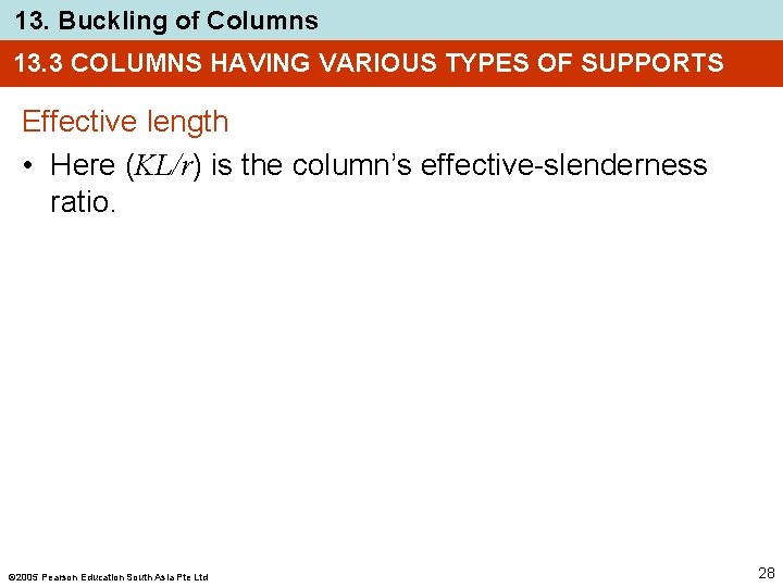 13. Buckling of Columns 13. 3 COLUMNS HAVING VARIOUS TYPES OF SUPPORTS Effective length