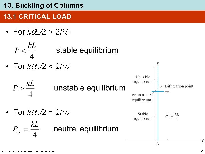 13. Buckling of Columns 13. 1 CRITICAL LOAD • For k L/2 > 2