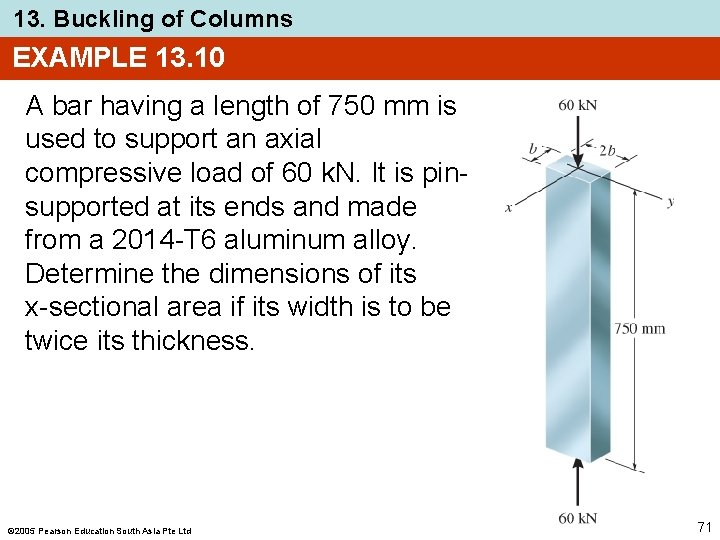 13. Buckling of Columns EXAMPLE 13. 10 A bar having a length of 750