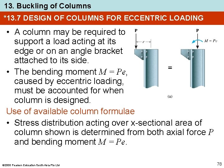 13. Buckling of Columns *13. 7 DESIGN OF COLUMNS FOR ECCENTRIC LOADING • A