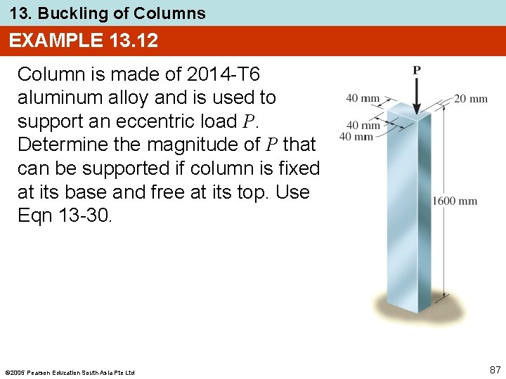 13. Buckling of Columns EXAMPLE 13. 12 Column is made of 2014 -T 6