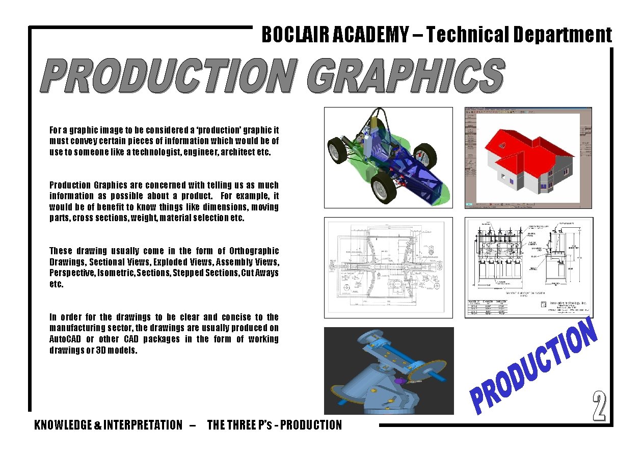 BOCLAIR ACADEMY – Technical Department For a graphic image to be considered a ‘production’