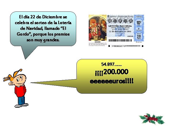 El día 22 de Diciembre se celebra el sorteo de la Lotería de Navidad,