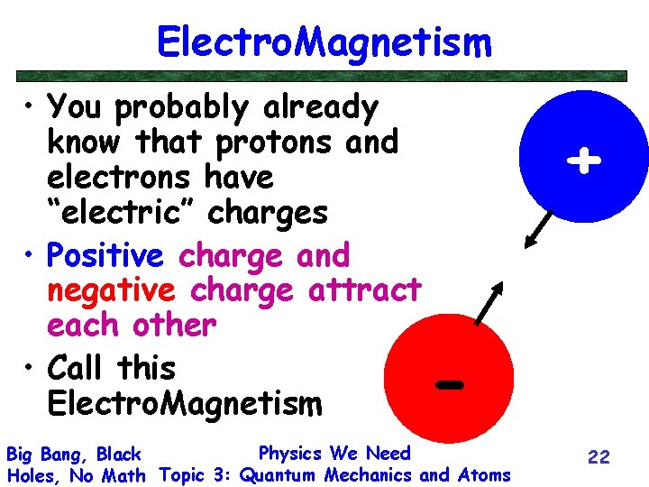 Electro. Magnetism • You probably already know that protons and electrons have “electric” charges