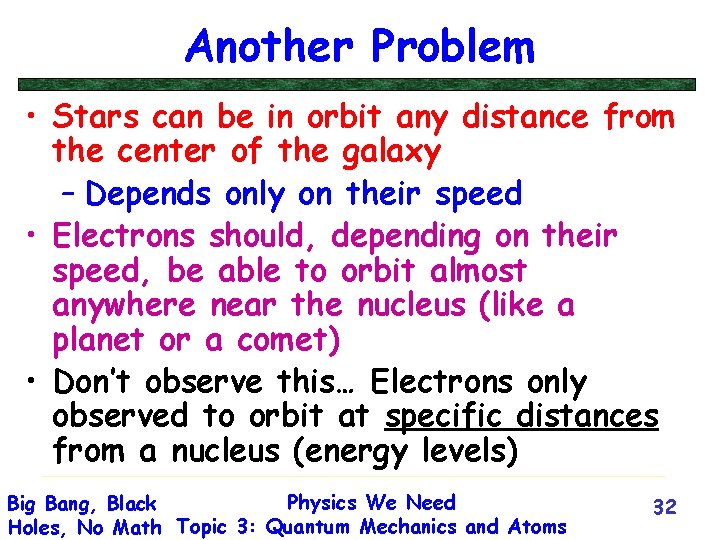 Another Problem • Stars can be in orbit any distance from the center of