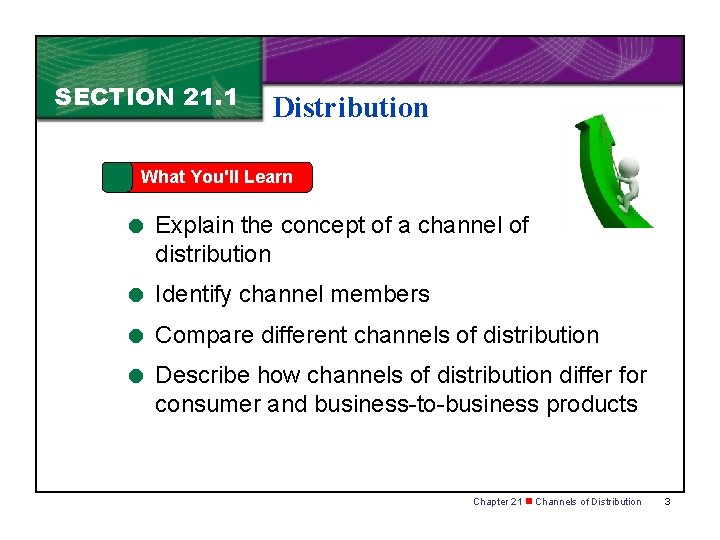 SECTION 21. 1 Distribution What You'll Learn = Explain the concept of a channel