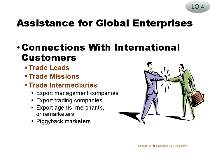 LO 4 Assistance for Global Enterprises • Connections With International Customers § Trade Leads