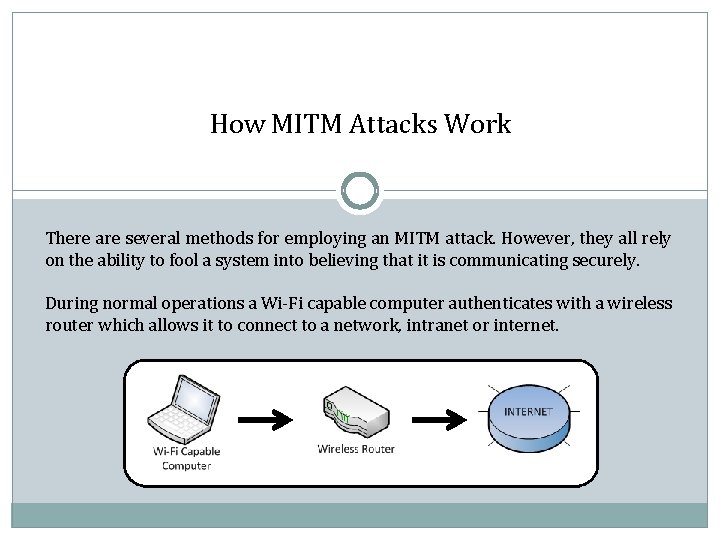 How MITM Attacks Work There are several methods for employing an MITM attack. However,