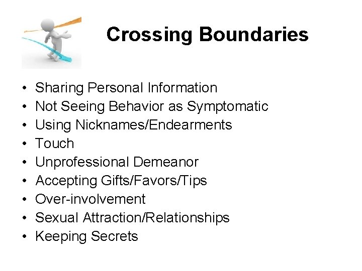 Crossing Boundaries • • • Sharing Personal Information Not Seeing Behavior as Symptomatic Using