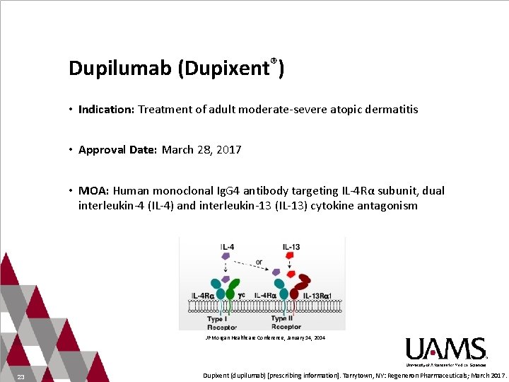 Dupilumab (Dupixent®) • Indication: Treatment of adult moderate-severe atopic dermatitis • Approval Date: March