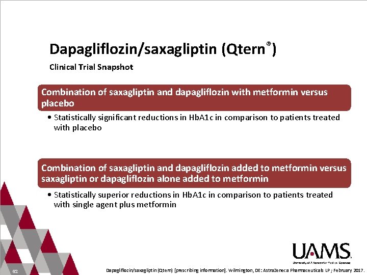 Dapagliflozin/saxagliptin (Qtern®) Clinical Trial Snapshot Combination of saxagliptin and dapagliflozin with metformin versus placebo