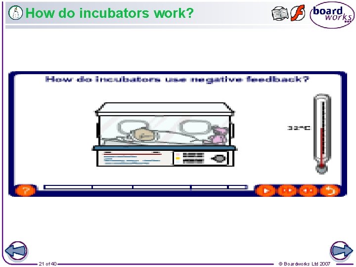 How do incubators work? 21 of 40 © Boardworks Ltd 2007 