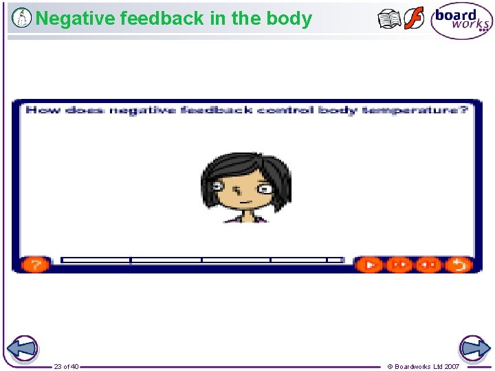 Negative feedback in the body 23 of 40 © Boardworks Ltd 2007 