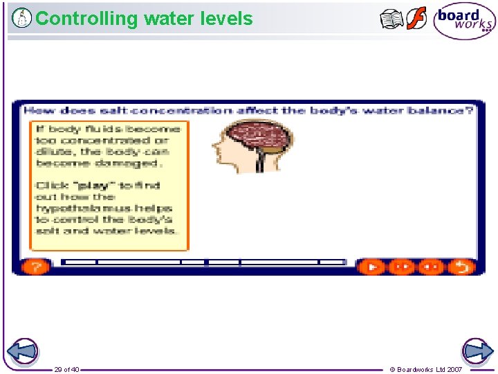 Controlling water levels 29 of 40 © Boardworks Ltd 2007 