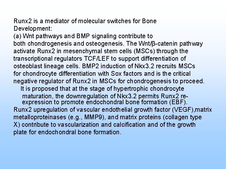 Runx 2 is a mediator of molecular switches for Bone Development: (a) Wnt pathways