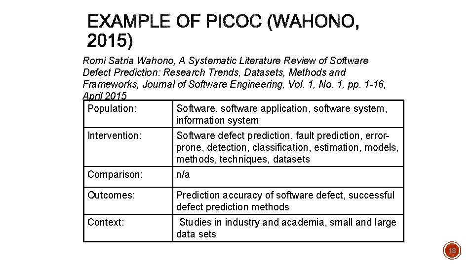 Romi Satria Wahono, A Systematic Literature Review of Software Defect Prediction: Research Trends, Datasets,