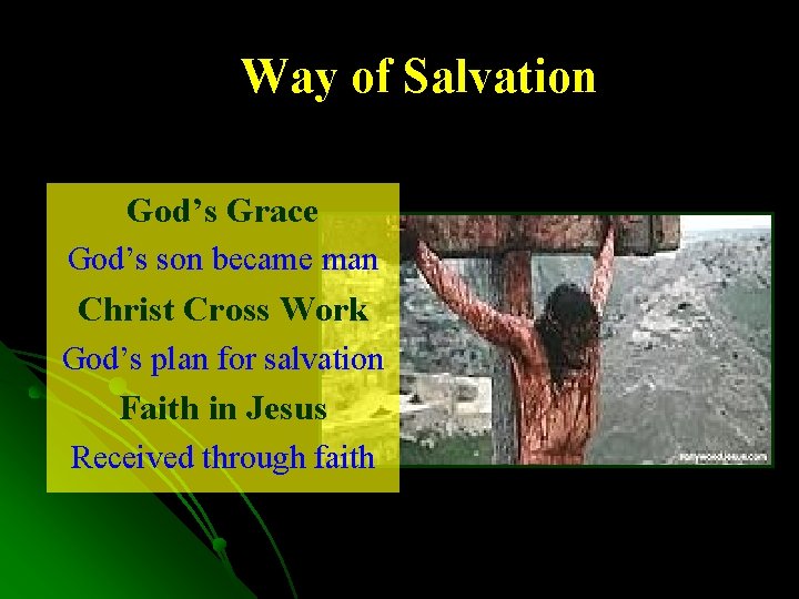 Way of Salvation God’s Grace God’s son became man Christ Cross Work God’s plan