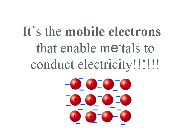 It’s the mobile electrons that enable me tals to conduct electricity!!!!!! 