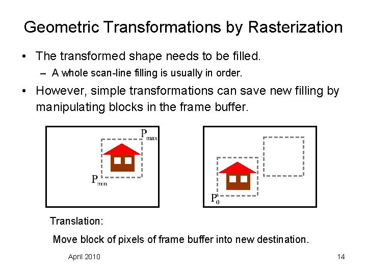 Geometric Transformations by Rasterization • The transformed shape needs to be filled. – A