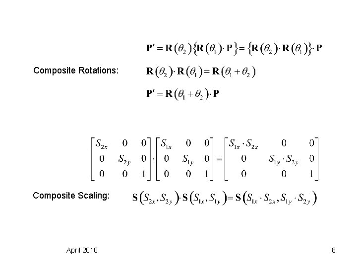 Composite Rotations: Composite Scaling: April 2010 8 